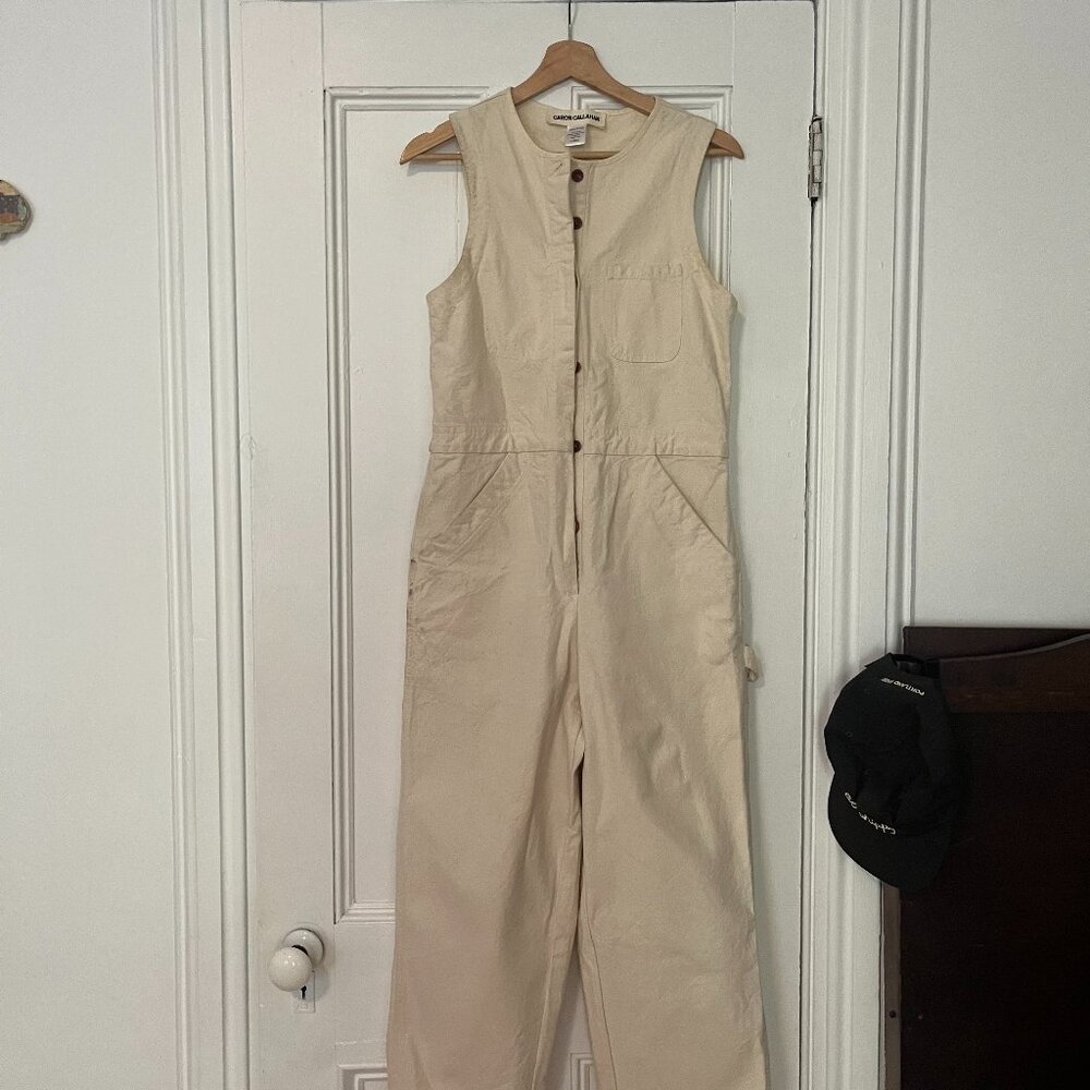 Caron Callahan Tobias Jumpsuit in Cream Canvas - Size XS